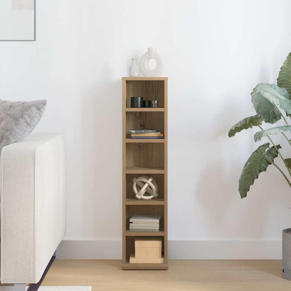 CD DVD Storage Cabinet Oak Media Tower Shelf Organizer Space Saving - Kwikley