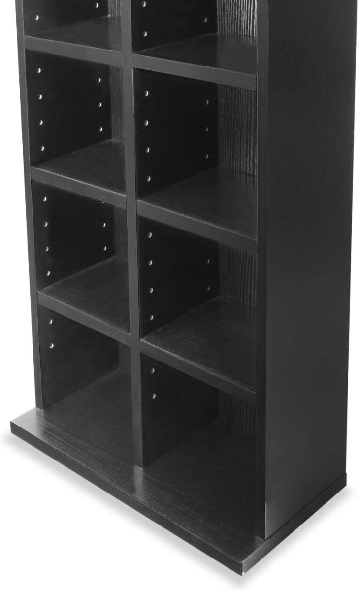 CD DVD Storage Tower Bookcase Adjustable Shelves Holds 224 Discs Black - Kwikley