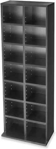 CD DVD Storage Tower Bookcase Adjustable Shelves Holds 224 Discs Black - Kwikley