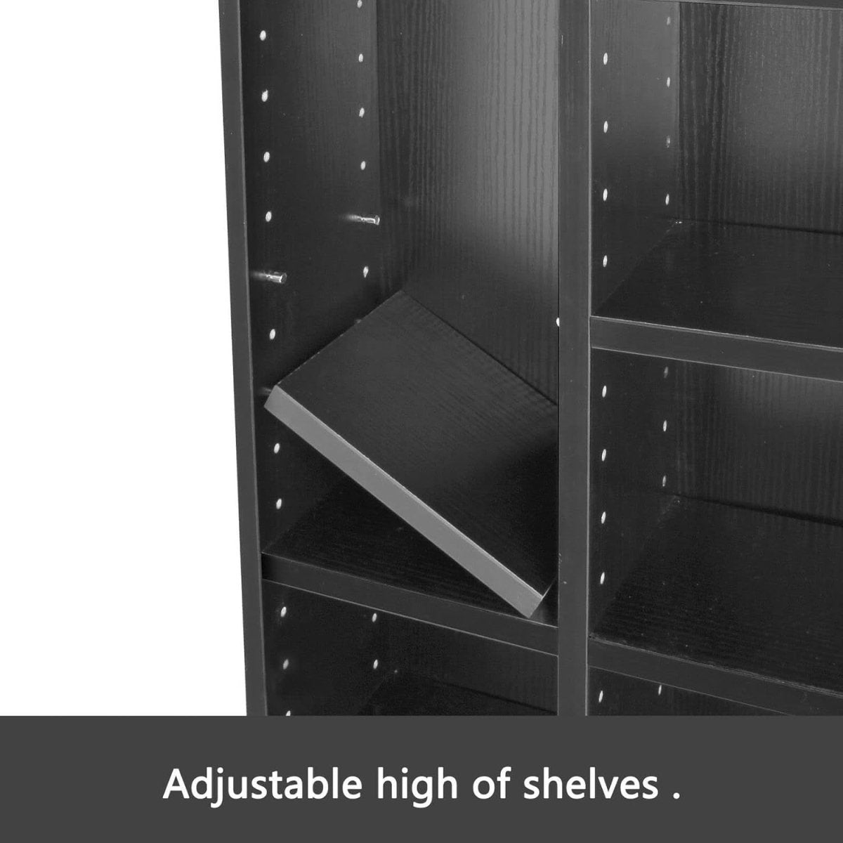 CD DVD Storage Tower Bookcase Adjustable Shelves Holds 224 Discs Black - Kwikley