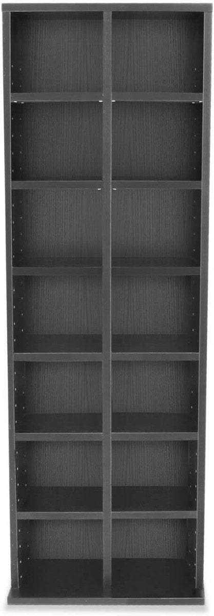 CD DVD Storage Tower Bookcase Adjustable Shelves Holds 224 Discs Black - Kwikley