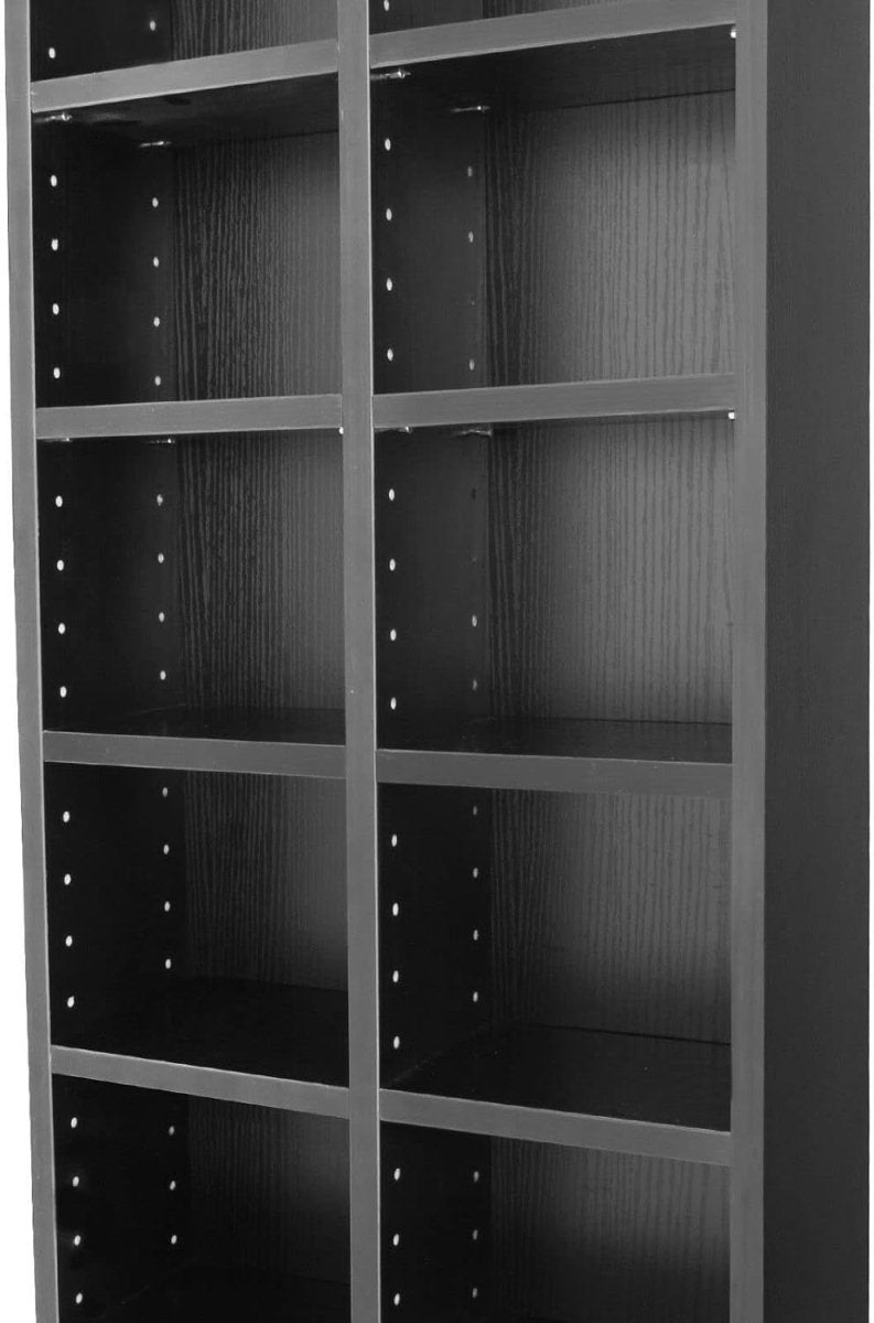 CD DVD Storage Tower Bookcase Adjustable Shelves Holds 224 Discs Black - Kwikley
