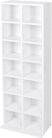 CD DVD Storage Tower Bookcase Adjustable Shelves Holds 224 Discs White - Kwikley