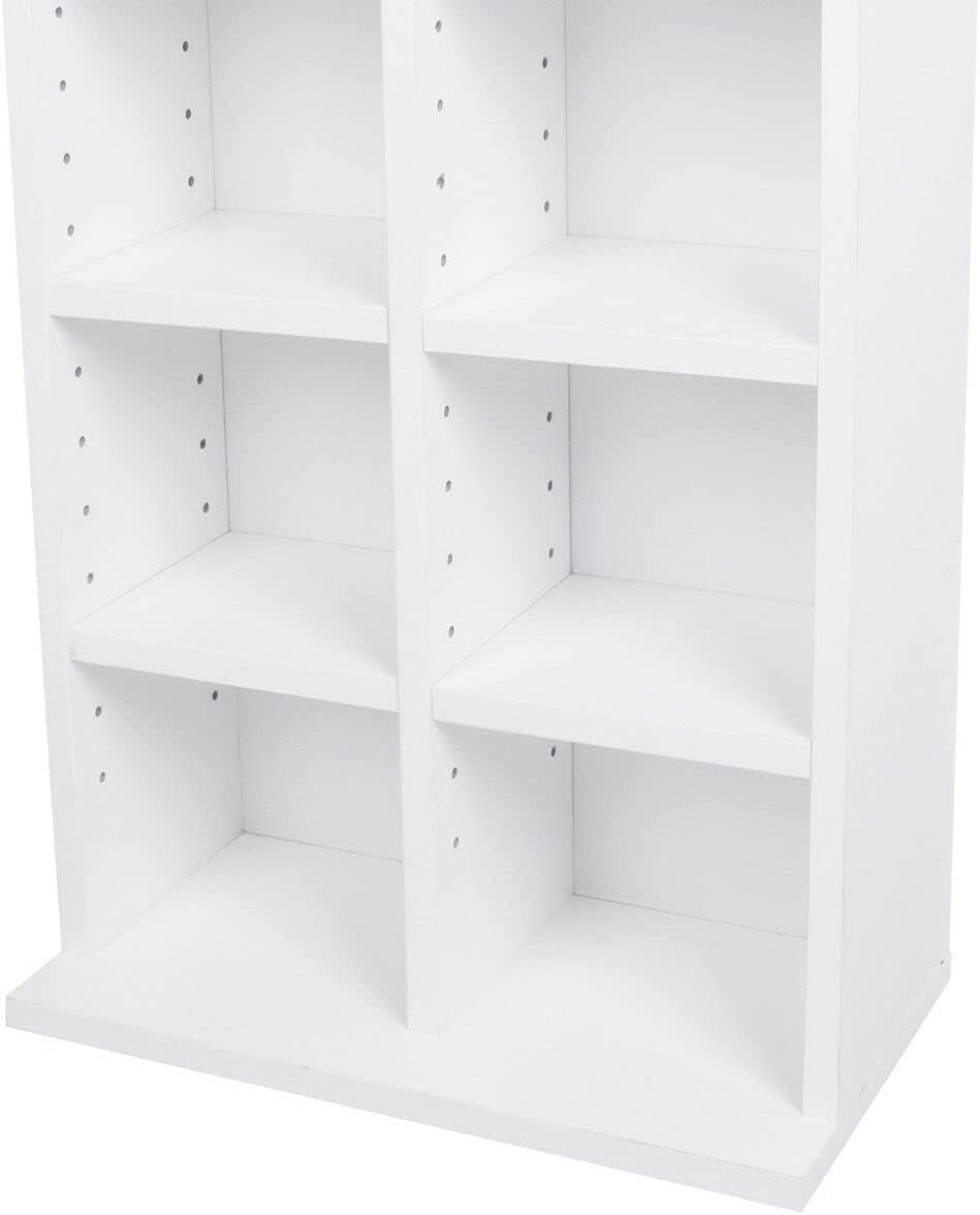 CD DVD Storage Tower Bookcase Adjustable Shelves Holds 224 Discs White - Kwikley