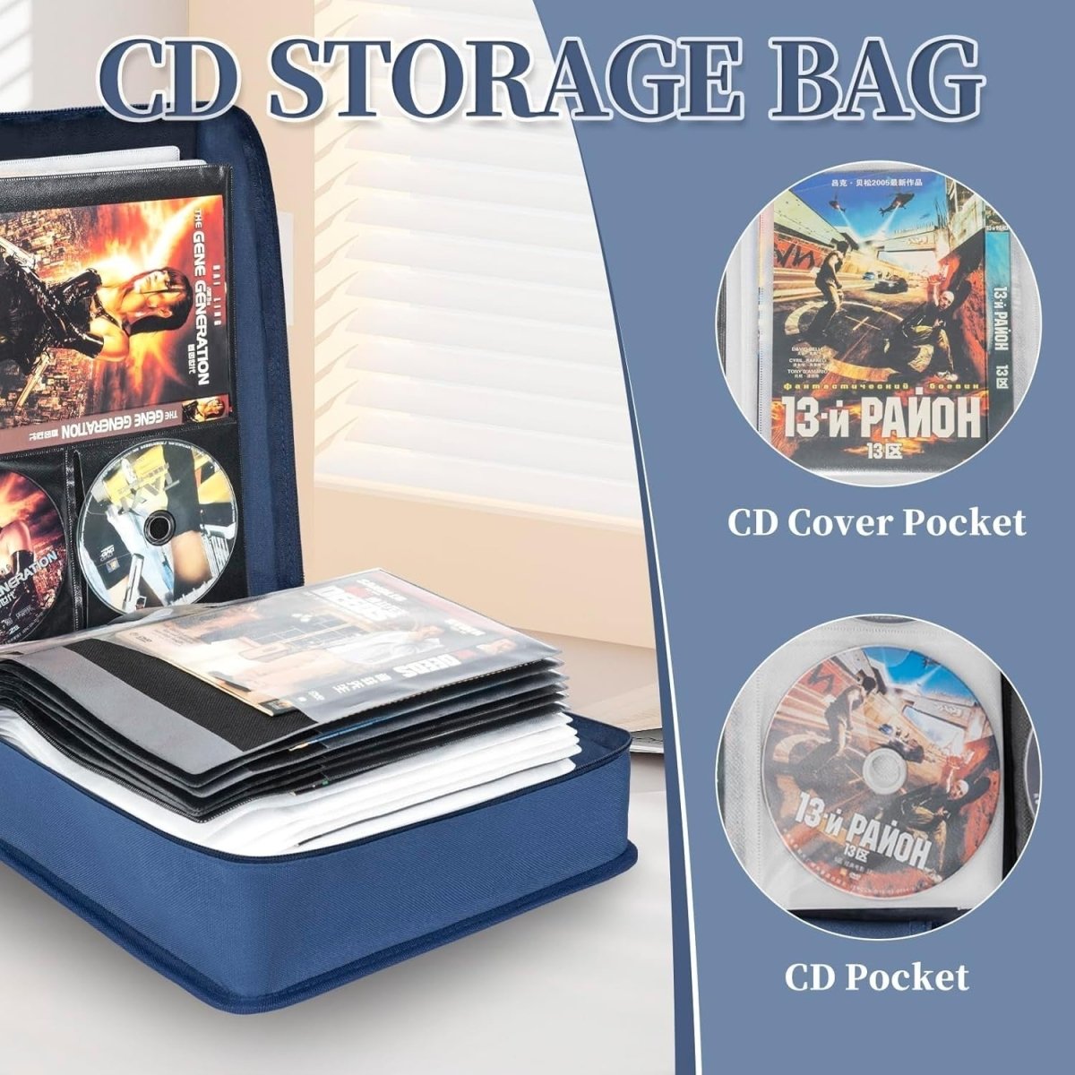 CD DVD Storage Wallet 200 Disc Organizer Case 100 Booklet Pockets - Kwikley