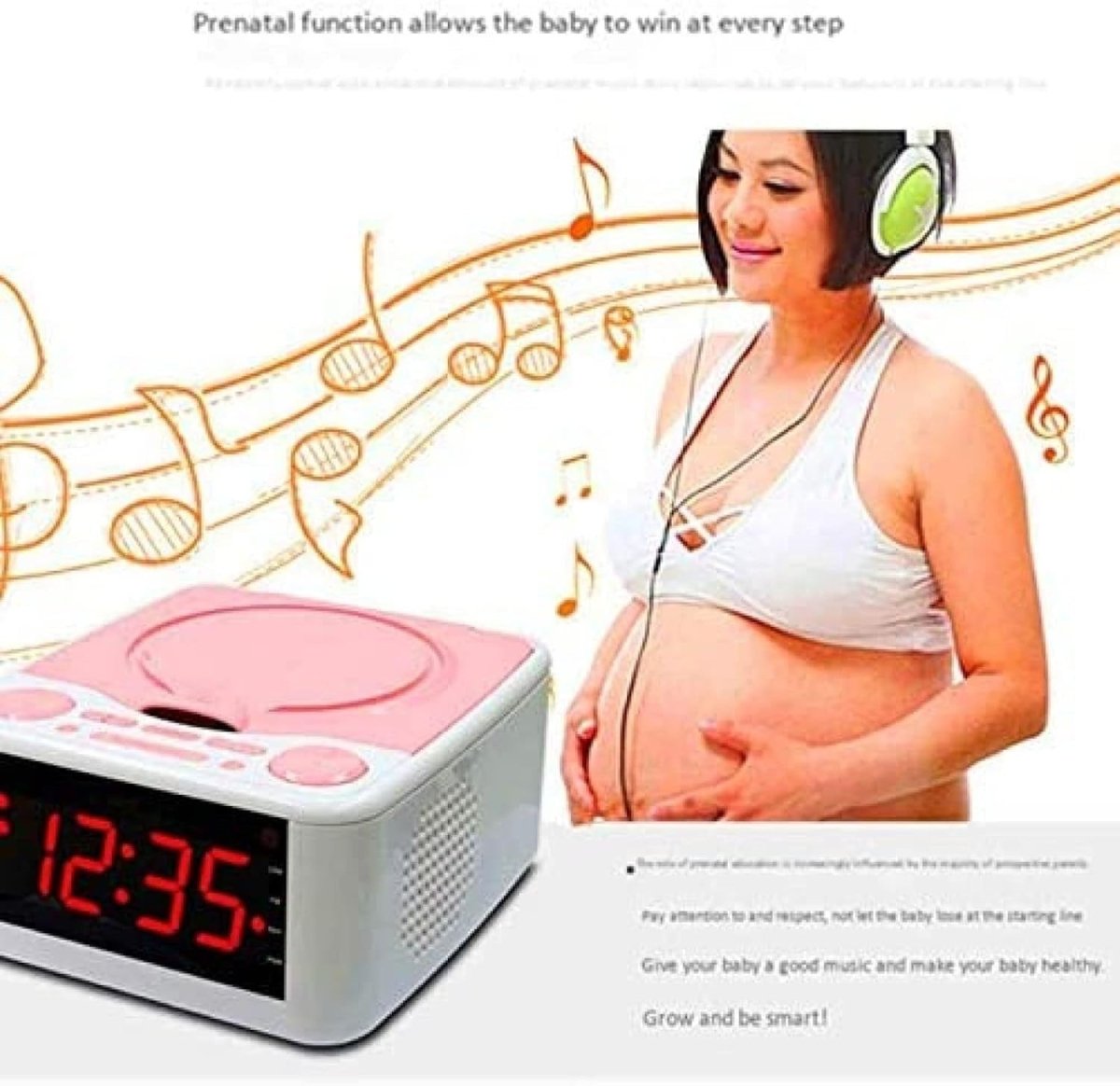 CD Player Alarm Clock AM FM Radio USB Dual Speaker LCD Blue - Kwikley