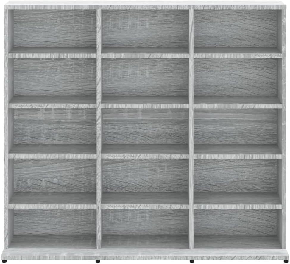 CD Storage Cabinet 15 Compartment Media Shelf Bookcase Grey Sonoma - Kwikley