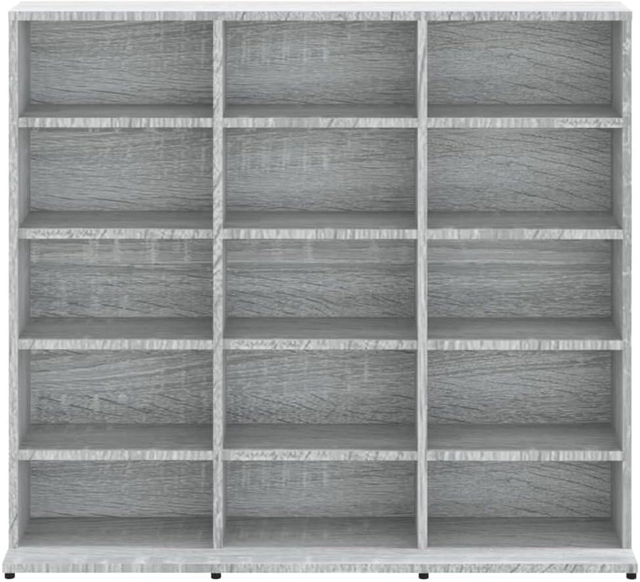 CD Storage Cabinet 15 Compartment Media Shelf Bookcase Grey Sonoma - Kwikley