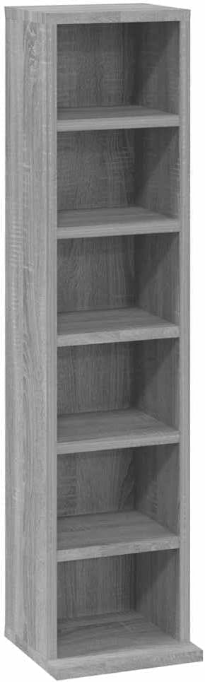 CD Storage Cabinet Media Shelf Bookcase Display Rack Grey Sonoma 88cm - Kwikley