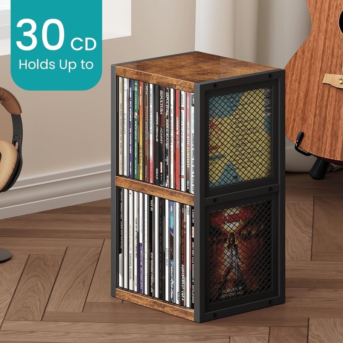 CD Storage Rack Desktop Organizer 3 Tier Shelf Holds 30 CD Cases - Kwikley