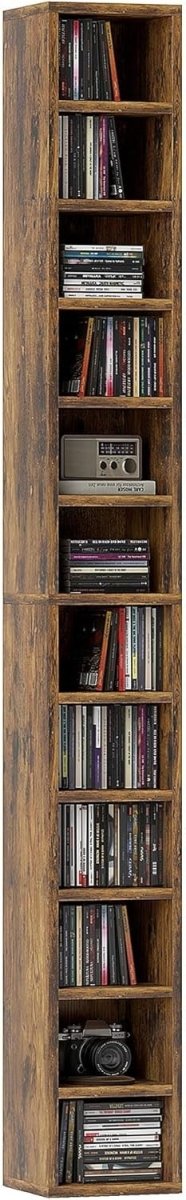 CD Storage Tower 204 CD Bookcase 12 Cube Slim Media Display Shelf - Kwikley