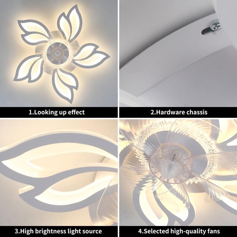 Ceiling Fan Light Remote Control LED Fandelier 6 - Speed Dimmable Quiet Fan - Kwikley