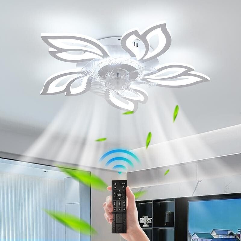 Ceiling Fan Light Remote Control LED Fandelier 6 - Speed Dimmable Quiet Fan - Kwikley
