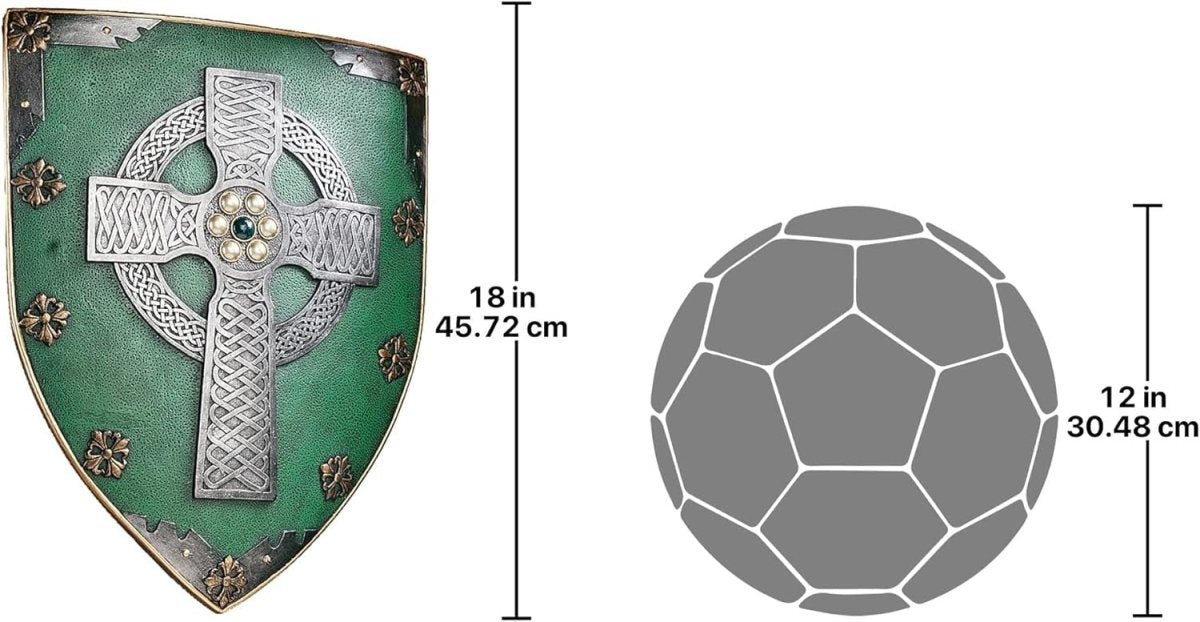 Celtic Cross Wall Shield Medieval Plaque 46cm Resin Decor - Kwikley