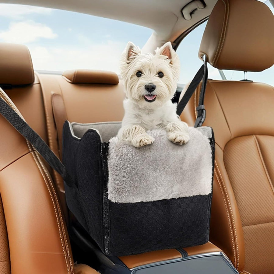 Center Console Dog Car Seat Booster Anti Collapse Safety Leash Plush - Kwikley