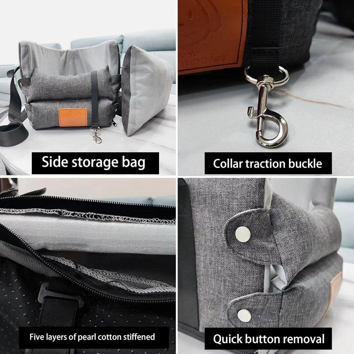 Center Console Dog Car Seat Booster Bed Pet Carrier Small Dogs Cats - Kwikley