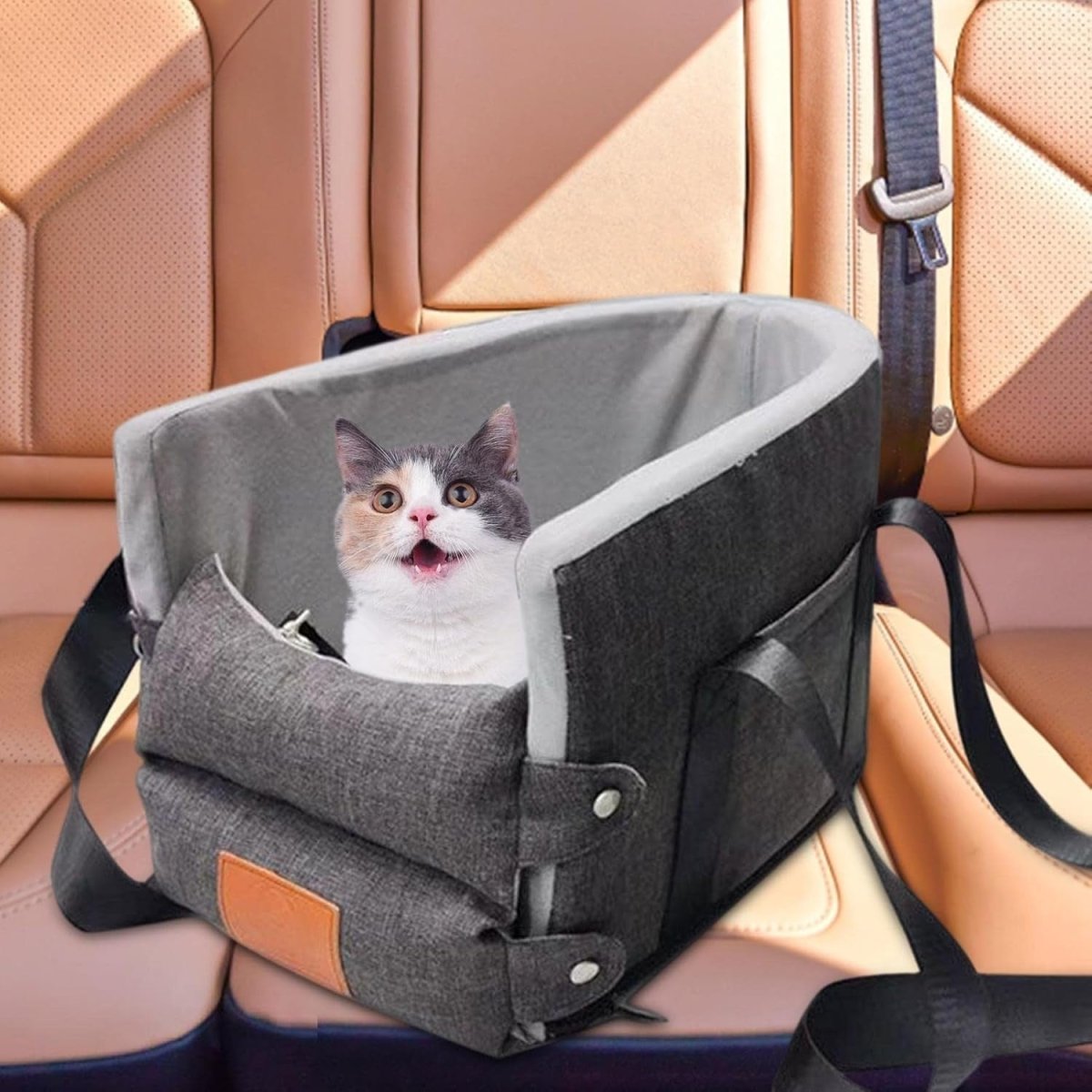 Center Console Dog Car Seat Booster Bed Pet Carrier Small Dogs Cats - Kwikley