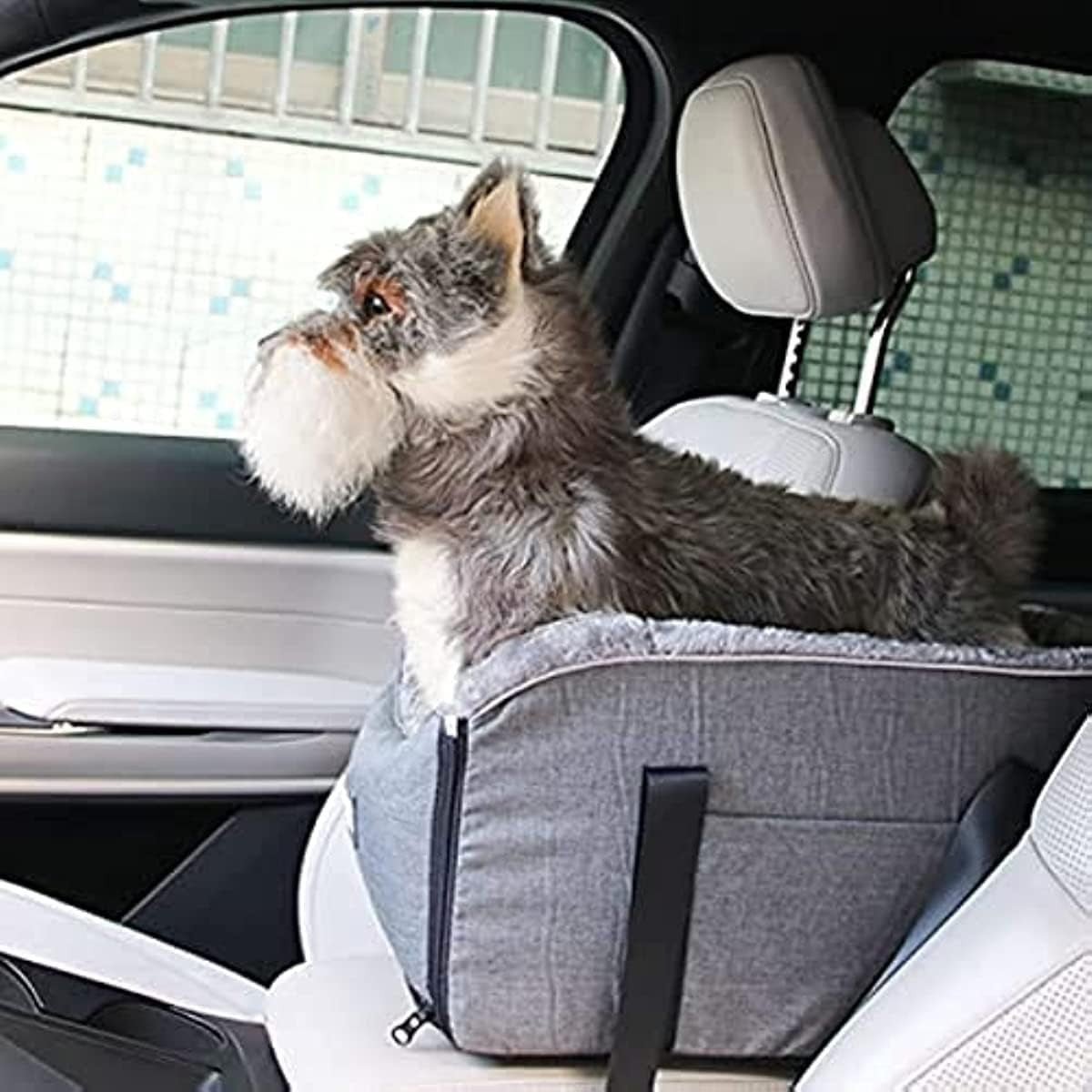 Center Console Dog Car Seat Booster Bed Pet Carrier Travel Bag Gray - Kwikley