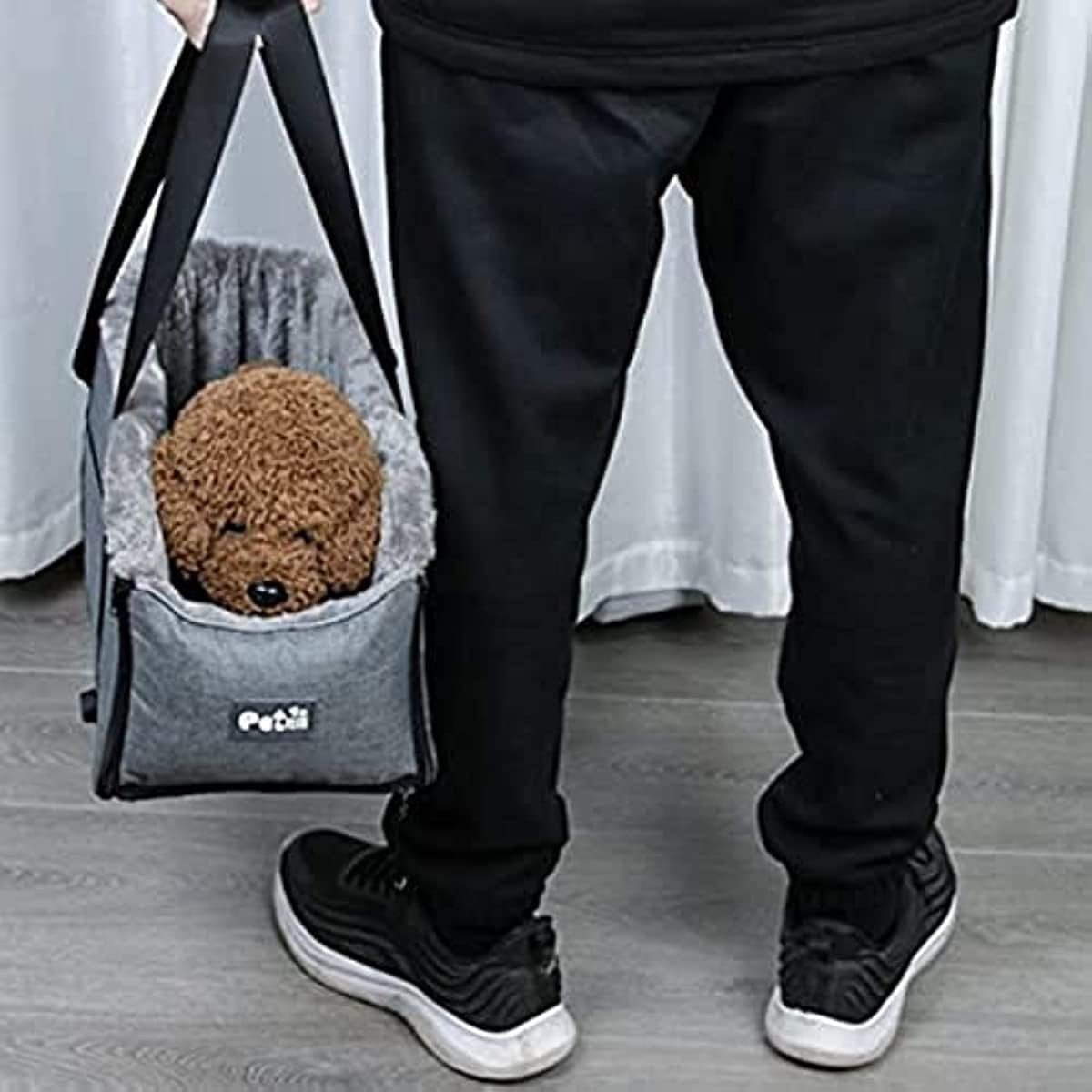 Center Console Dog Car Seat Booster Bed Pet Carrier Travel Bag Gray - Kwikley