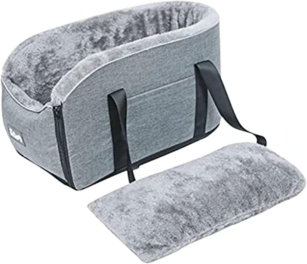 Center Console Dog Car Seat Booster Bed Pet Carrier Travel Bag Gray - Kwikley