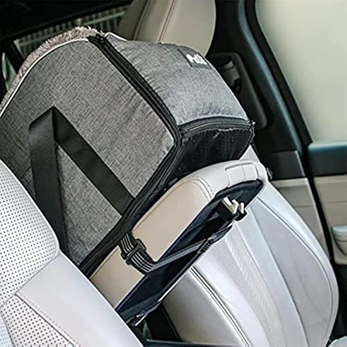Center Console Dog Car Seat Booster Bed Pet Carrier Travel Bag Gray - Kwikley