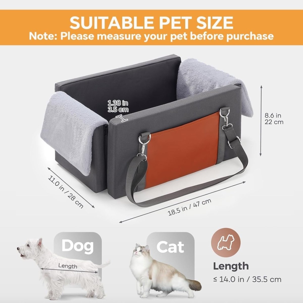 Center Console Dog Car Seat Booster Carrier Anti Anxiety Small Pets - Kwikley