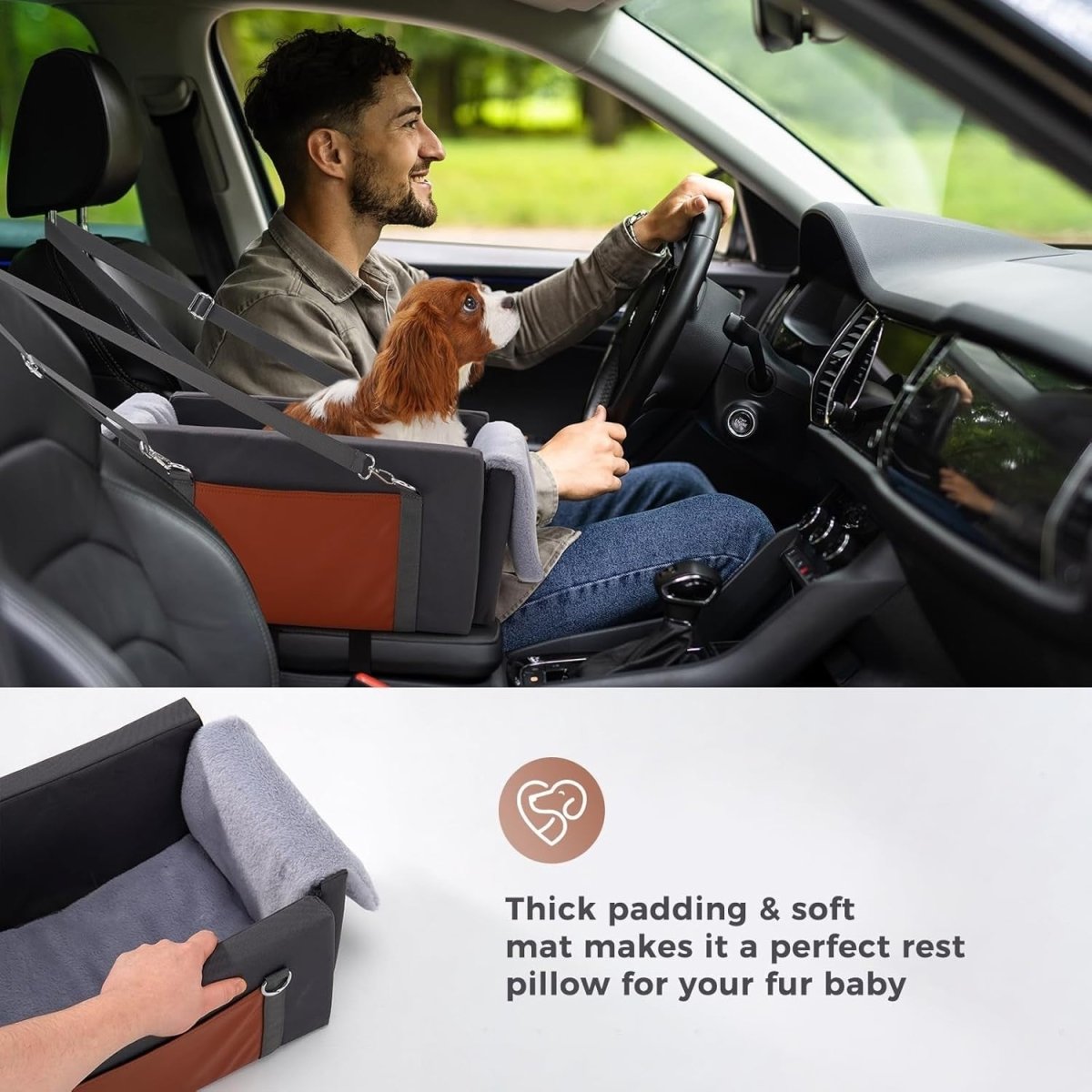 Center Console Dog Car Seat Booster Carrier Anti Anxiety Small Pets - Kwikley
