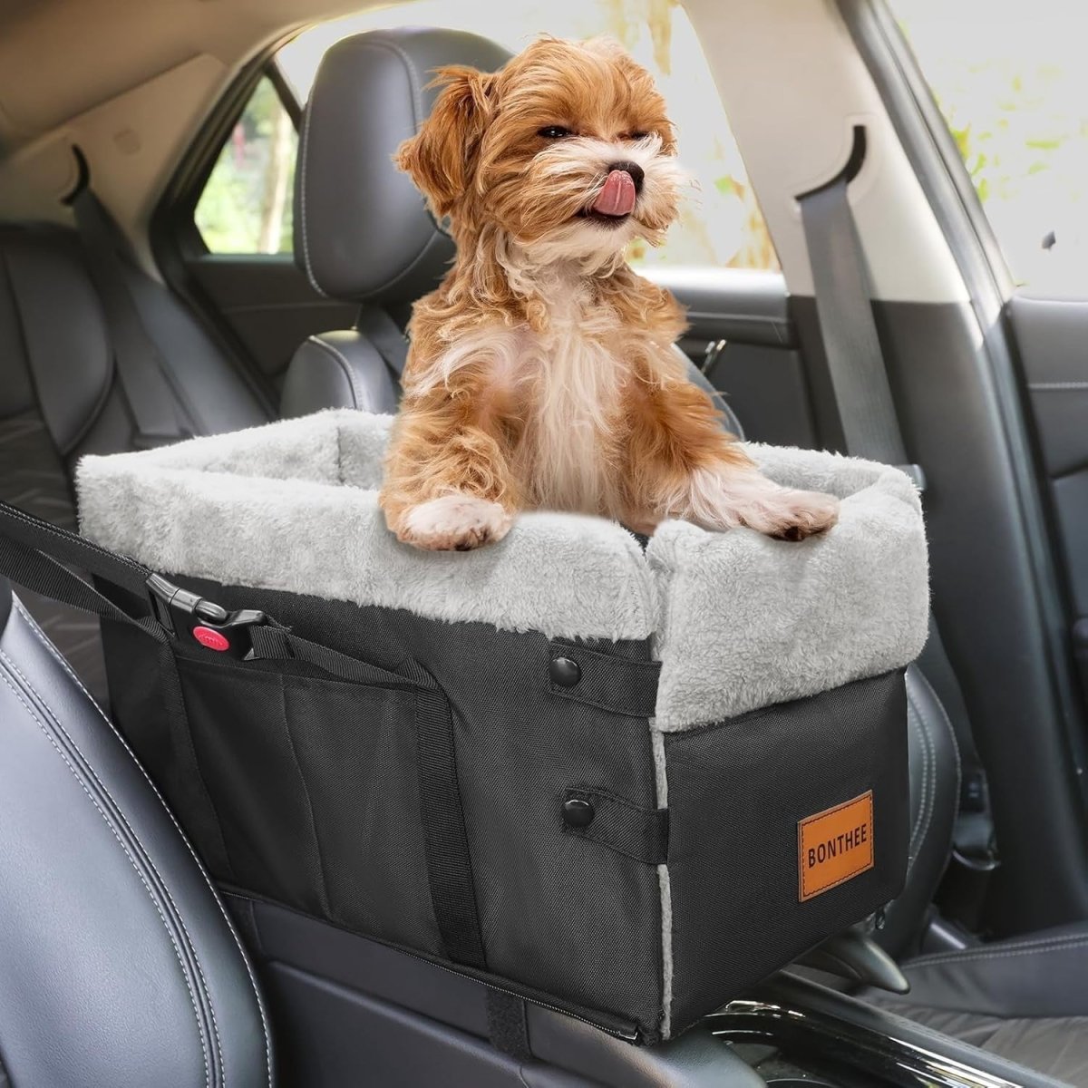 Center Console Dog Car Seat Booster Foldable Safety Leash Storage - Kwikley