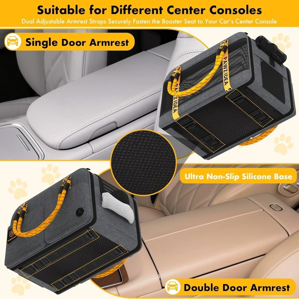 Center Console Dog Car Seat Enclosed Pet Carrier Booster for Small Pets - Kwikley