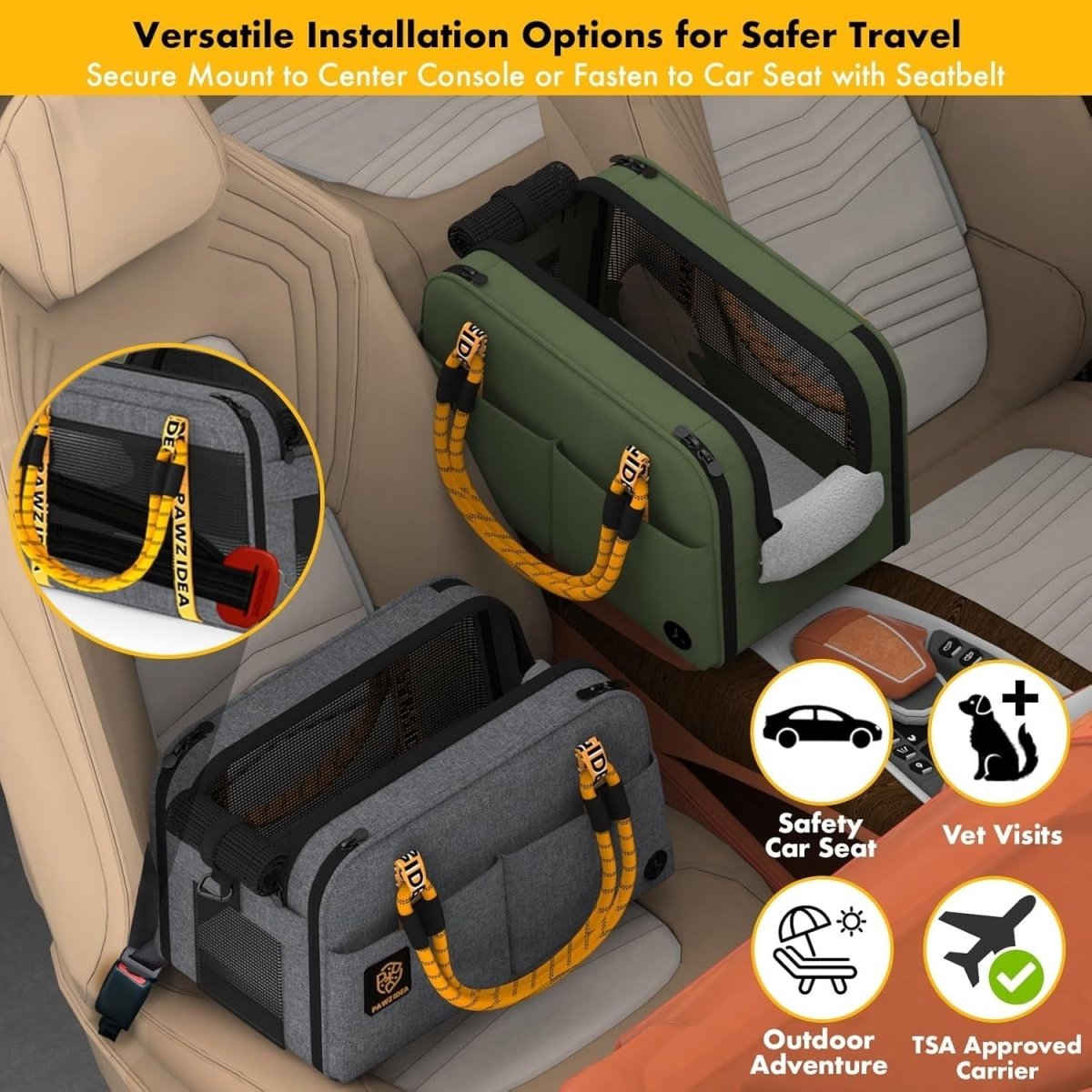 Center Console Dog Car Seat Enclosed Pet Carrier Booster for Small Pets - Kwikley