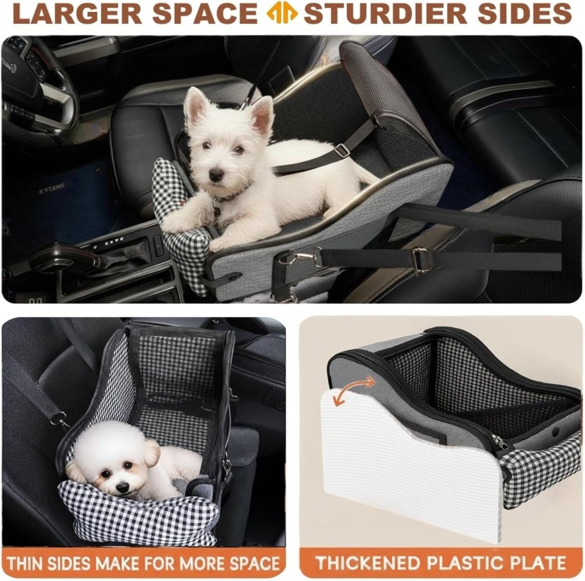 Center Console Dog Car Seat Pet Booster Carrier Bed for Small Dogs Cats - Kwikley