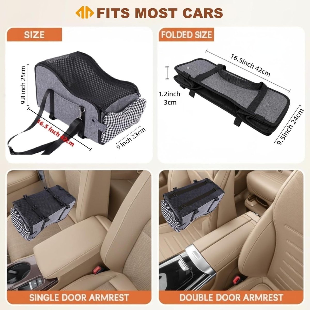 Center Console Dog Car Seat Pet Booster Carrier Bed for Small Dogs Cats - Kwikley