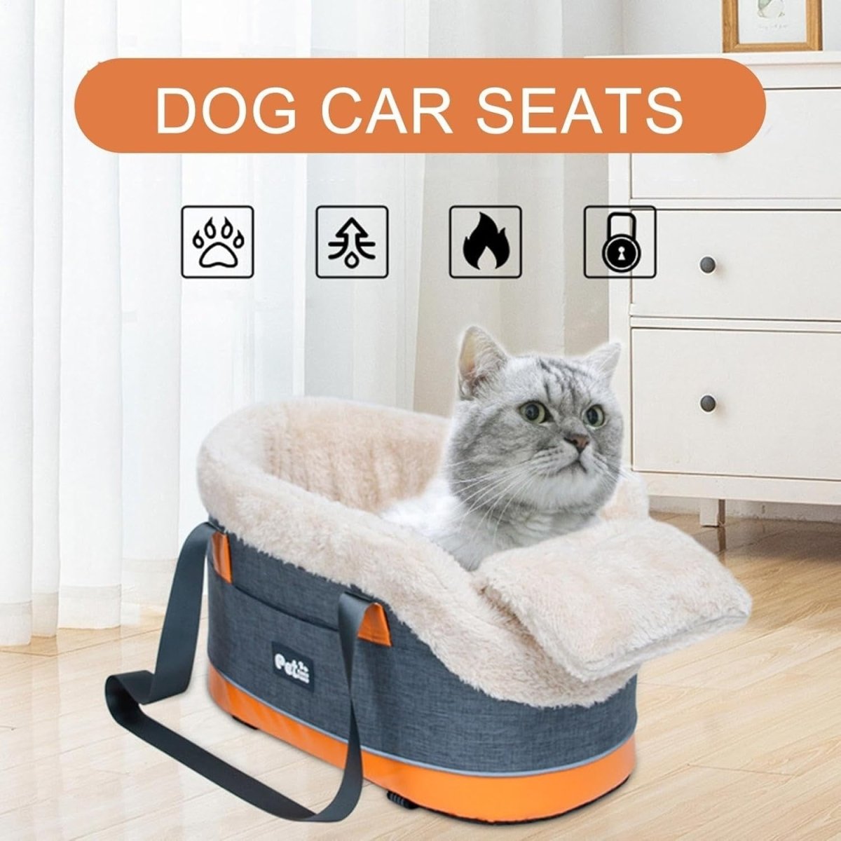Center Console Dog Car Seat Pet Travel Carrier Bed Small Dogs Cats - Kwikley