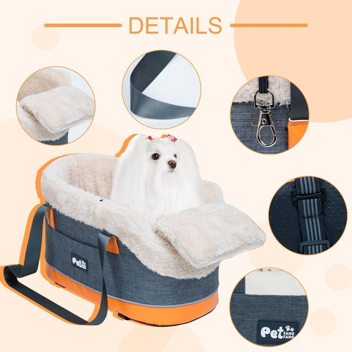 Center Console Dog Car Seat Pet Travel Carrier Bed Small Dogs Cats - Kwikley