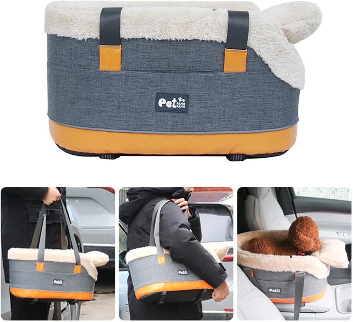 Center Console Dog Car Seat Pet Travel Carrier Bed Small Dogs Cats - Kwikley