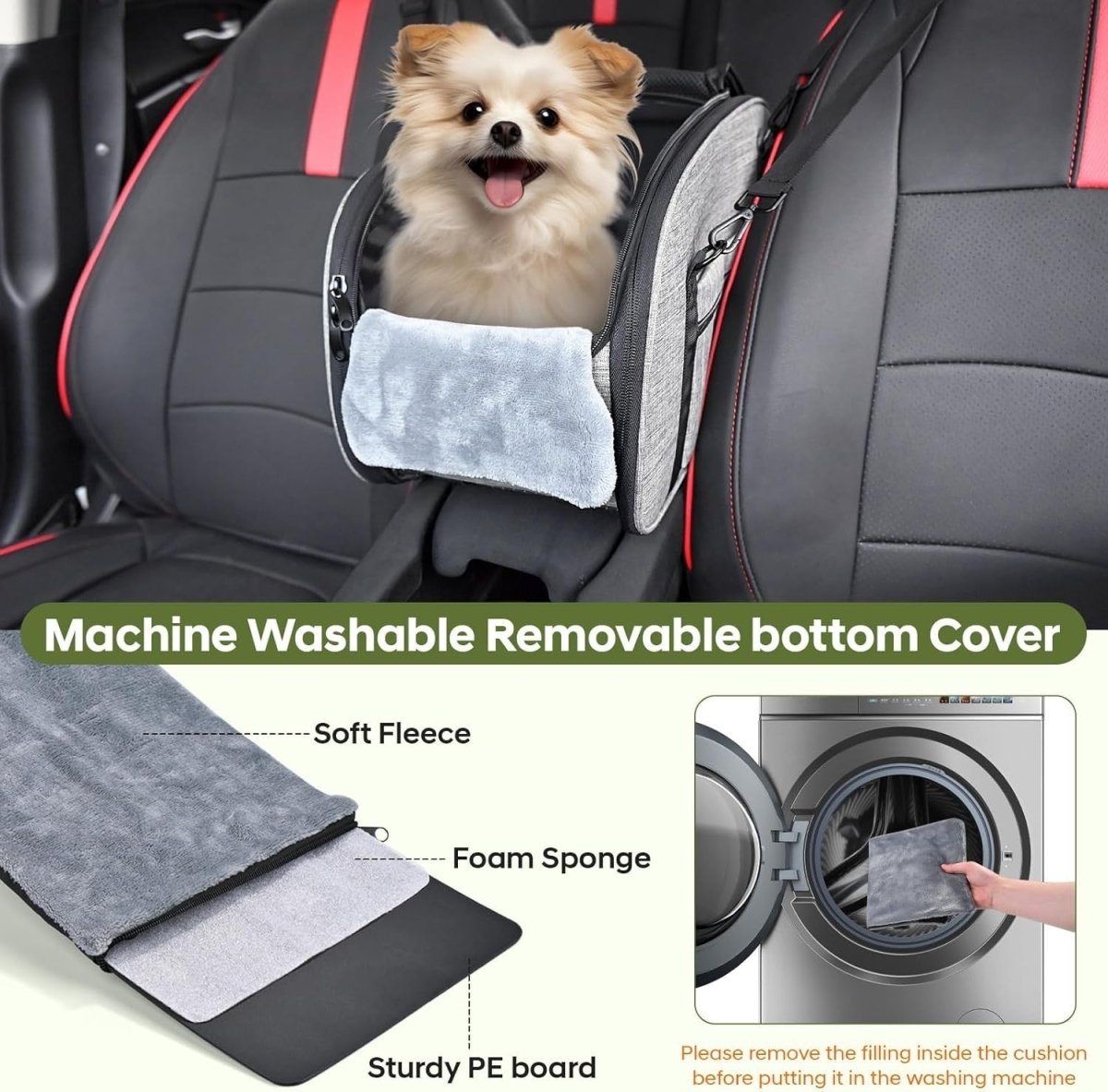 Center Console Dog Car Seat Safety Booster Bed Washable Pet Carrier - Kwikley