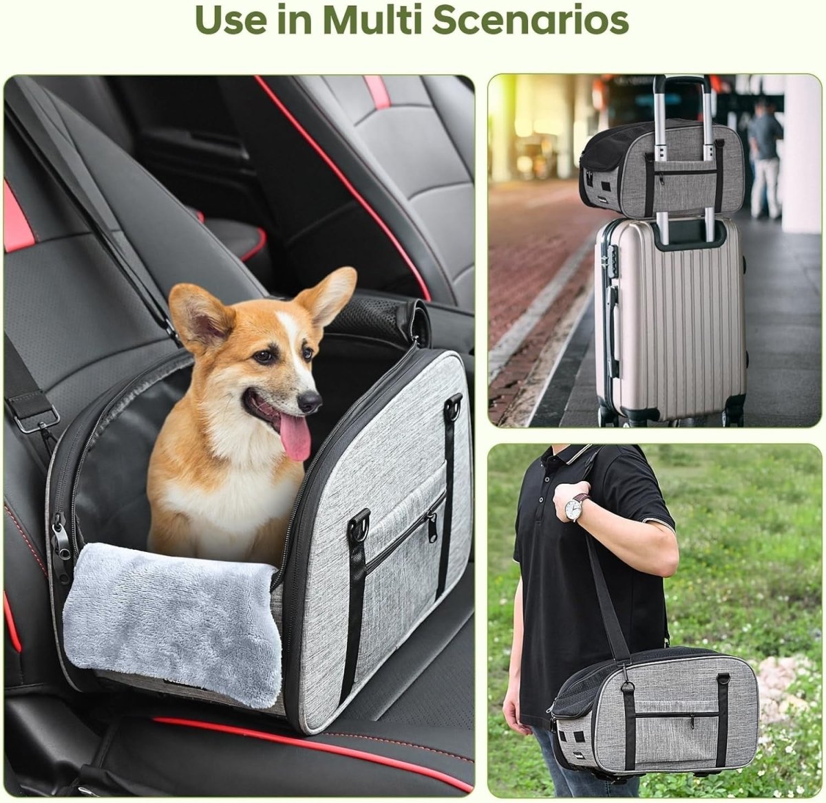 Center Console Dog Car Seat Safety Booster Bed Washable Pet Carrier - Kwikley