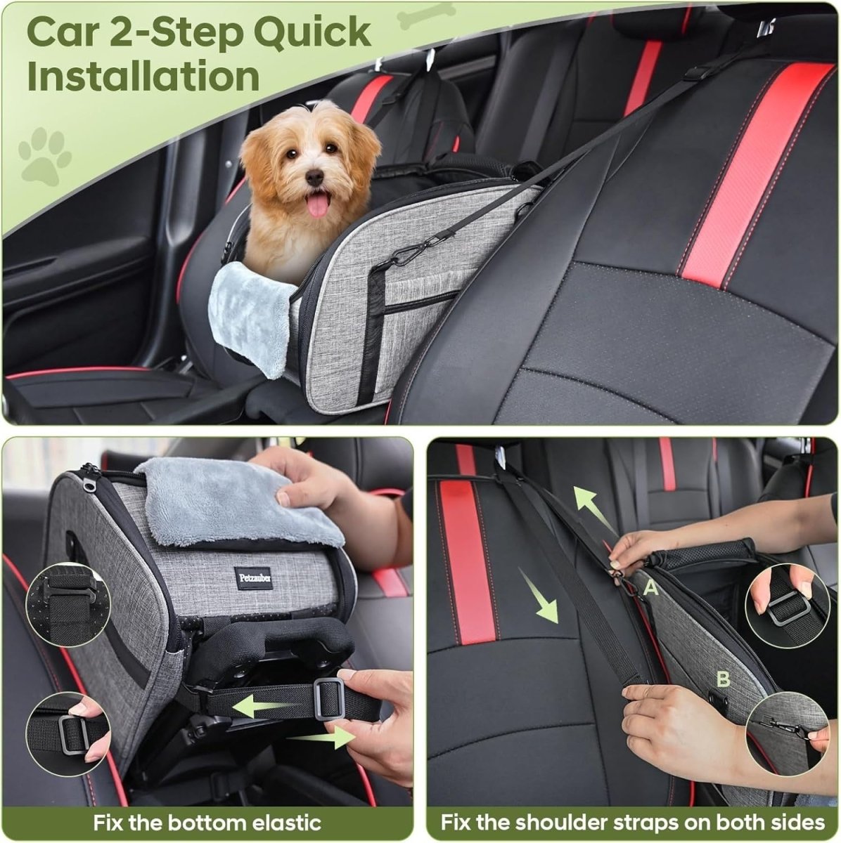 Center Console Dog Car Seat Safety Booster Bed Washable Pet Carrier - Kwikley