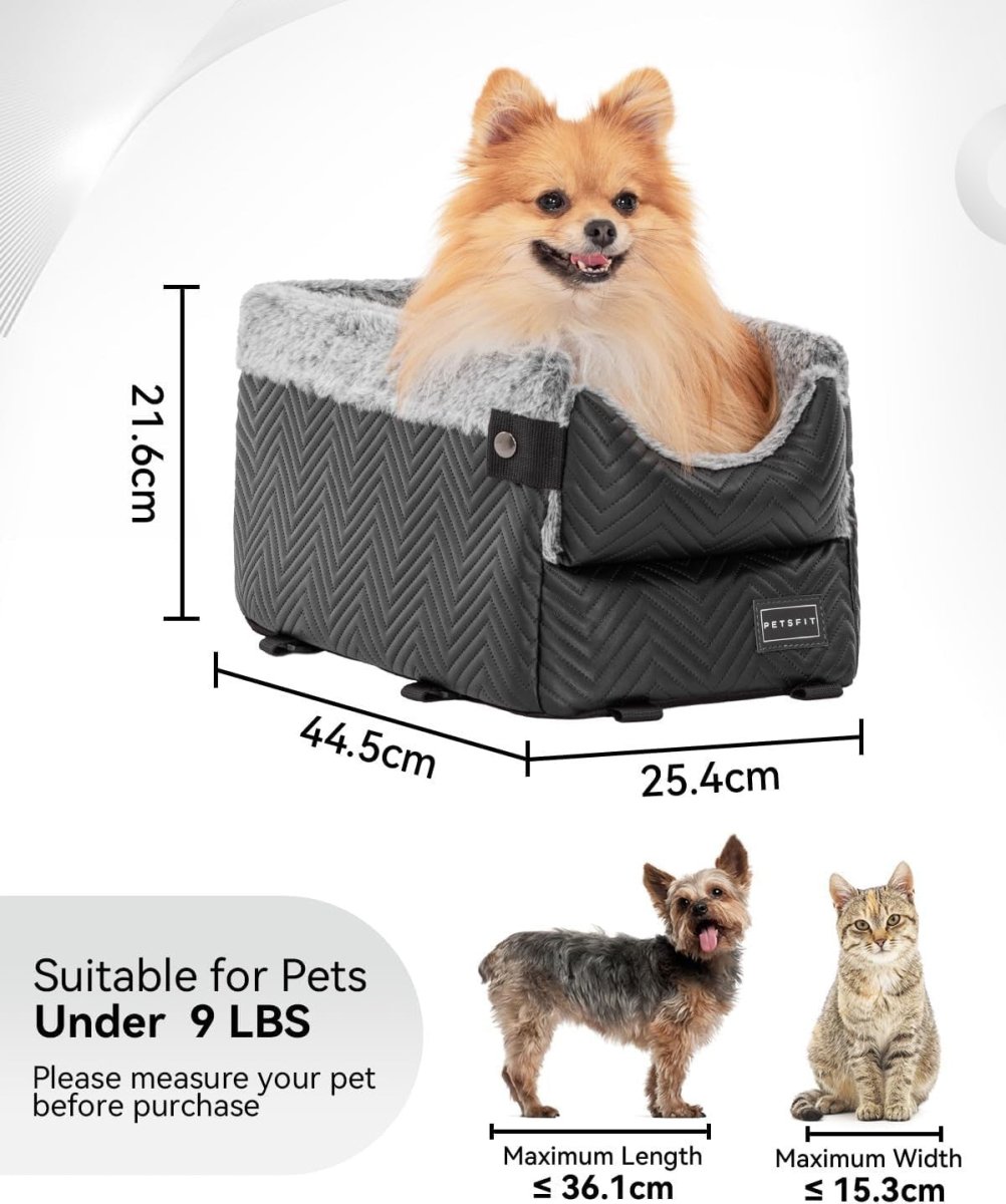 Center Console Dog Car Seat Safety Tether Booster Bed Small Dogs 9lb - Kwikley
