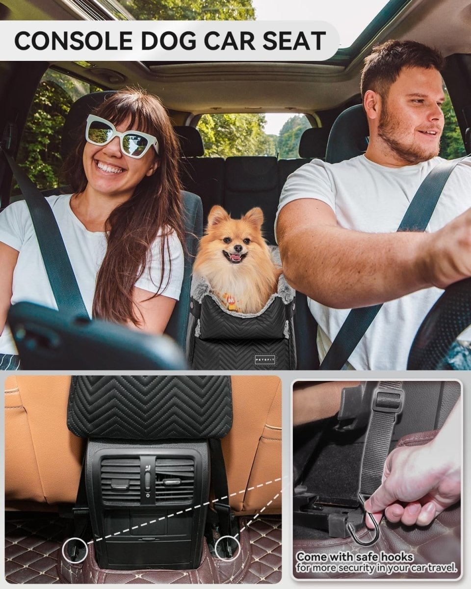 Center Console Dog Car Seat Safety Tether Booster Bed Small Dogs 9lb - Kwikley
