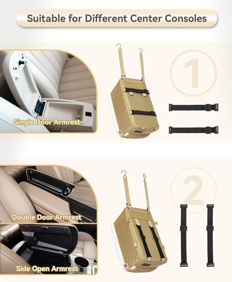 Center Console Dog Car Seat Safety Tether Booster Bed Small Dogs 9lb - Kwikley