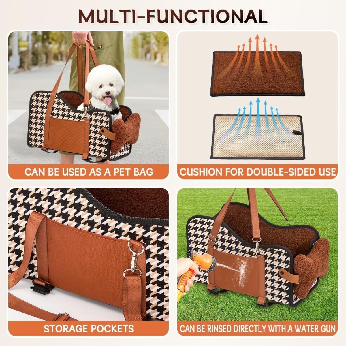 Centre Console Dog Car Seat Booster Carrier Small Dogs Cats Waterproof - Kwikley