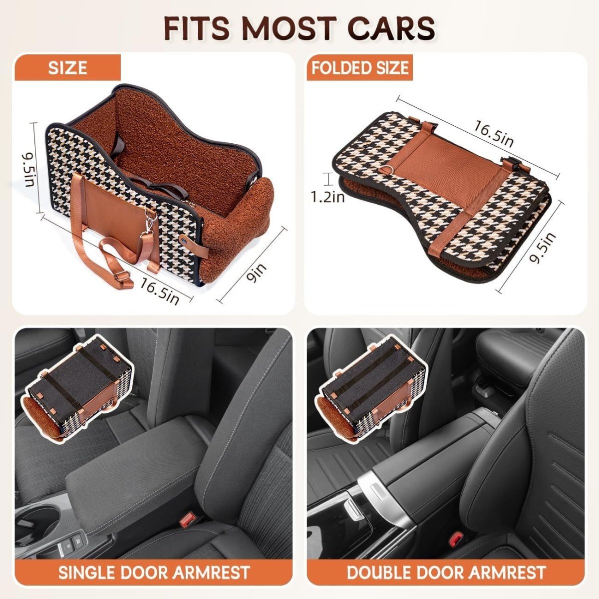 Centre Console Dog Car Seat Booster Carrier Small Dogs Cats Waterproof - Kwikley