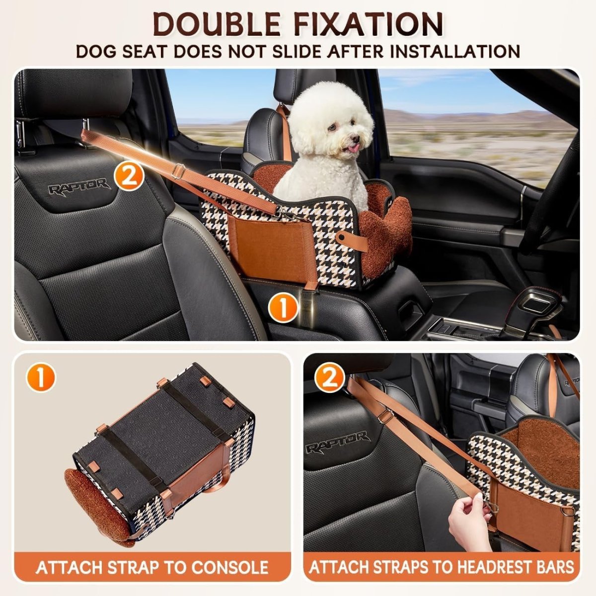 Centre Console Dog Car Seat Booster Carrier Small Dogs Cats Waterproof - Kwikley