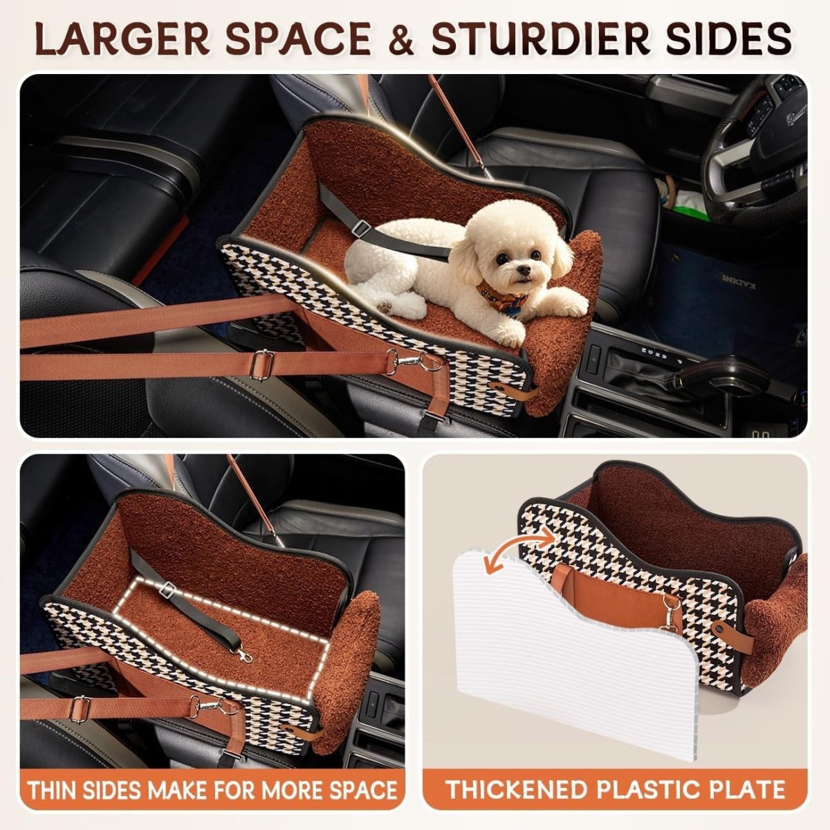 Centre Console Dog Car Seat Booster Carrier Small Dogs Cats Waterproof - Kwikley