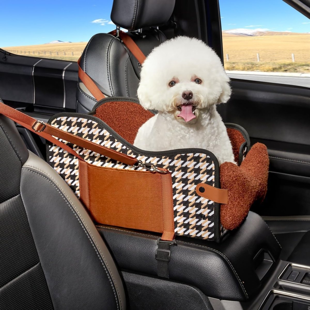Centre Console Dog Car Seat Booster Carrier Small Dogs Cats Waterproof - Kwikley