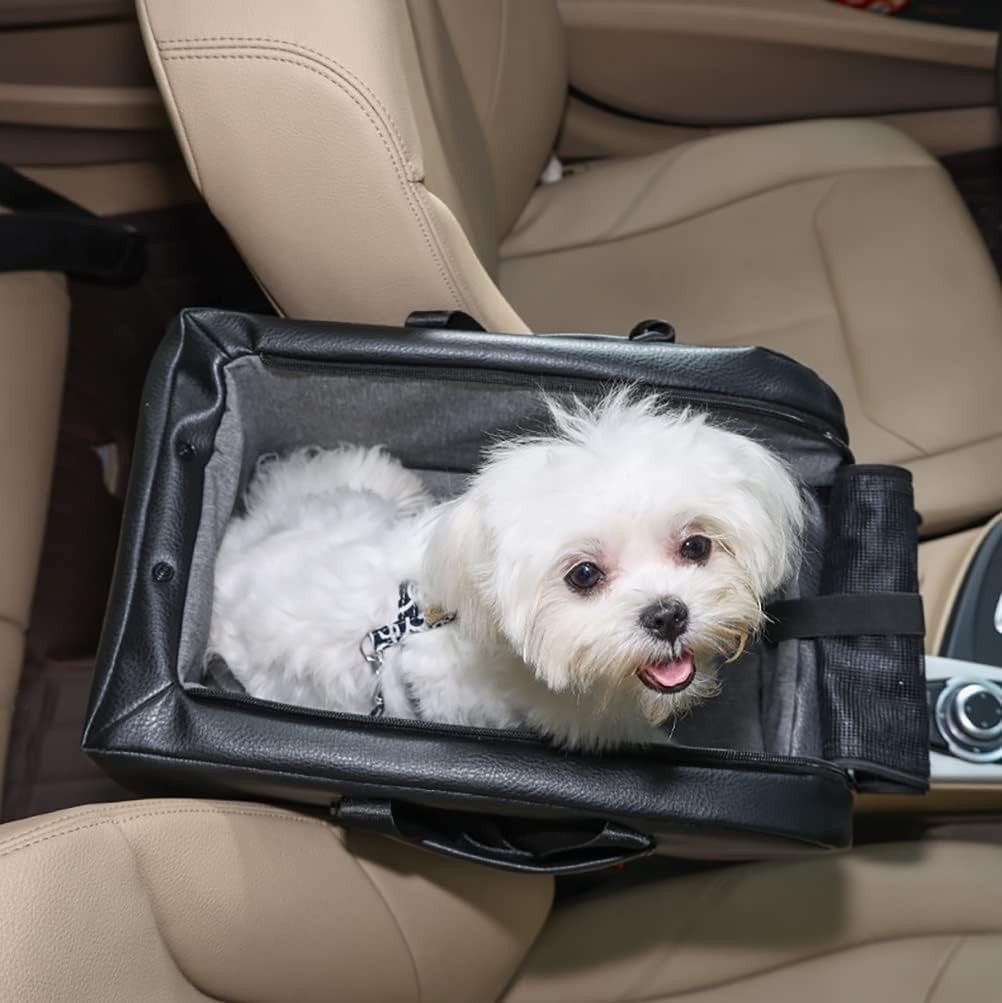 Centre Console Dog Car Seat Booster Small Dog Cat Carrier Armrest Seat - Kwikley