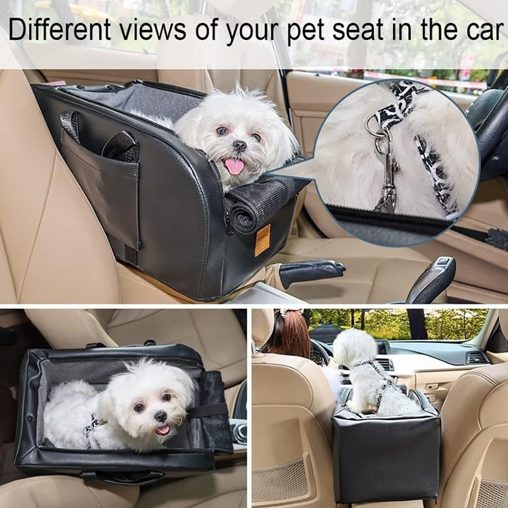 Centre Console Dog Car Seat Booster Small Dog Cat Carrier Armrest Seat - Kwikley