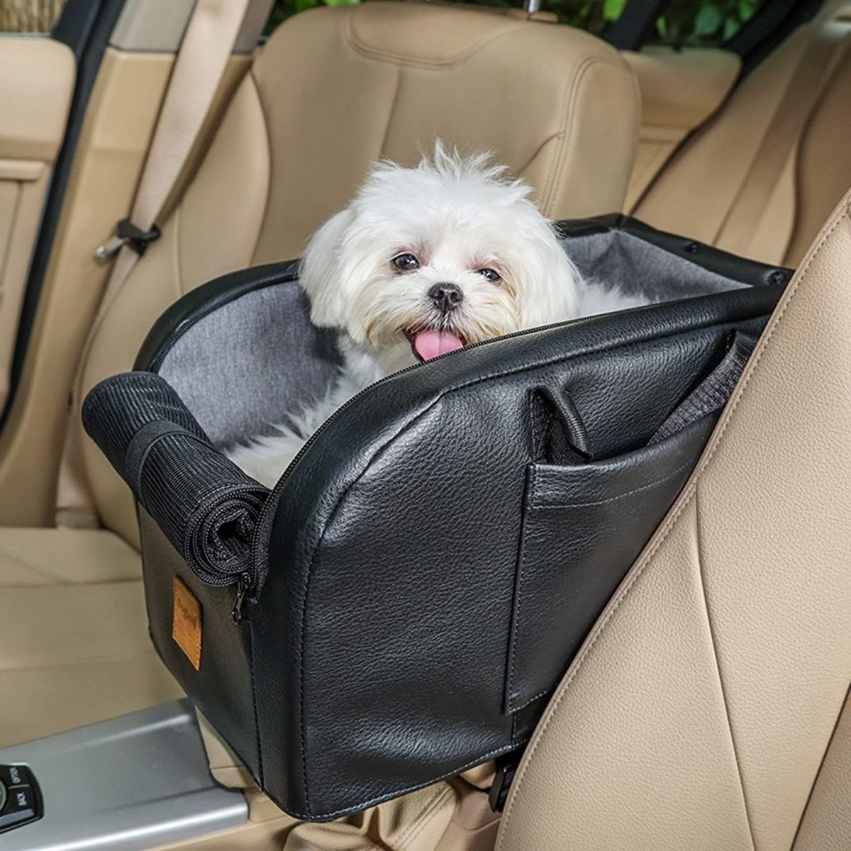 Centre Console Dog Car Seat Booster Small Dog Cat Carrier Armrest Seat - Kwikley