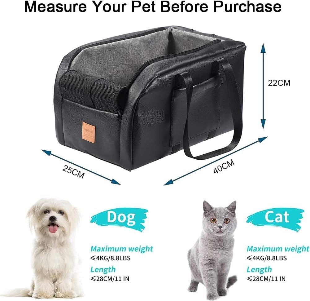Centre Console Dog Car Seat Booster Small Dog Cat Carrier Armrest Seat - Kwikley